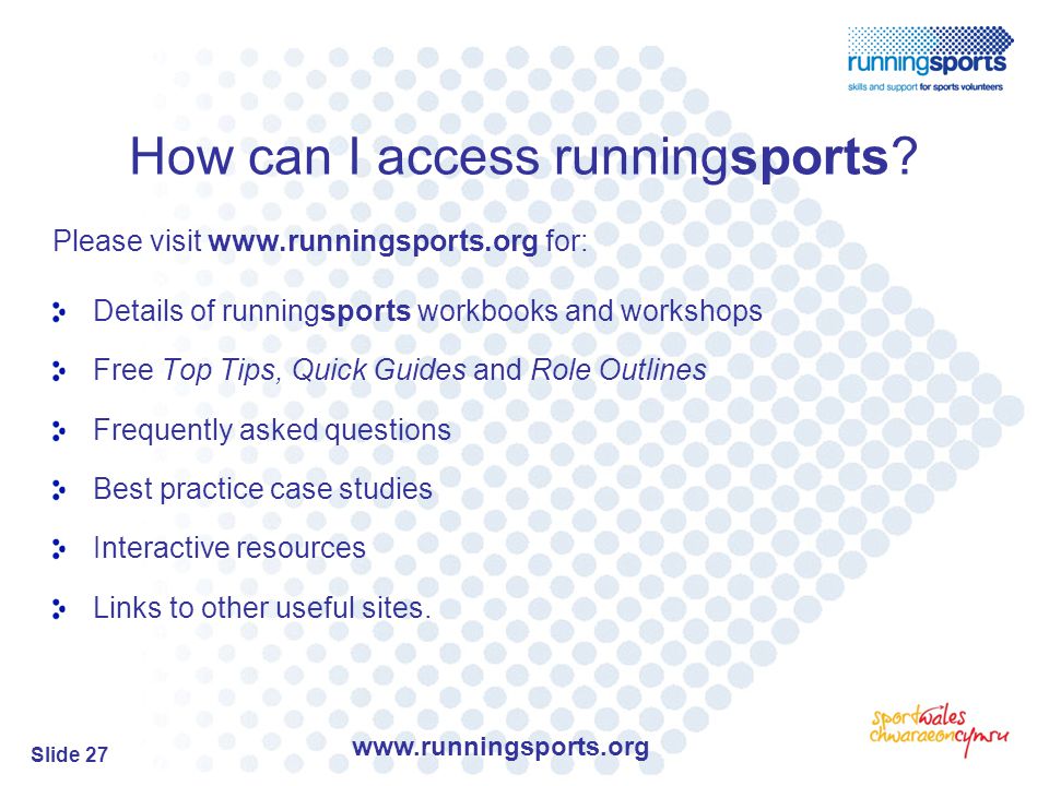 Slide 27 How can I access runningsports.