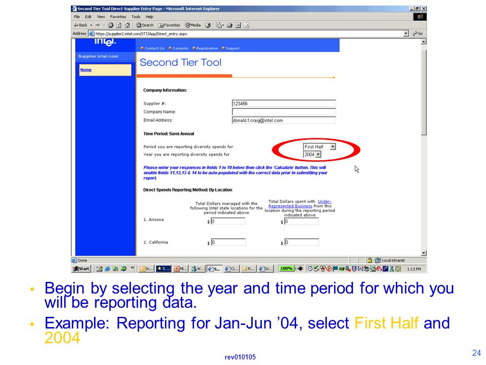 rev  Begin by selecting the year and time period for which you will be reporting data.