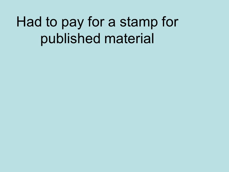 Had to pay for a stamp for published material