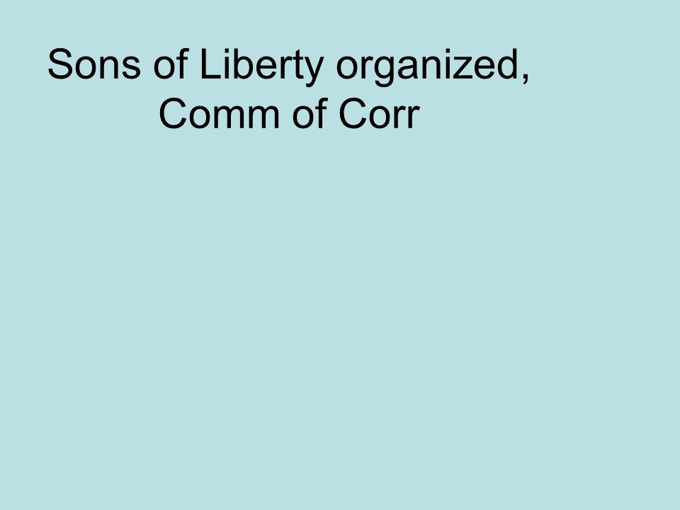 Sons of Liberty organized, Comm of Corr