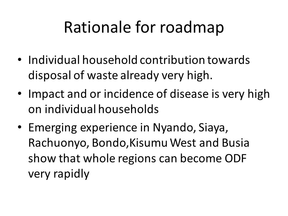 Rationale for roadmap Individual household contribution towards disposal of waste already very high.