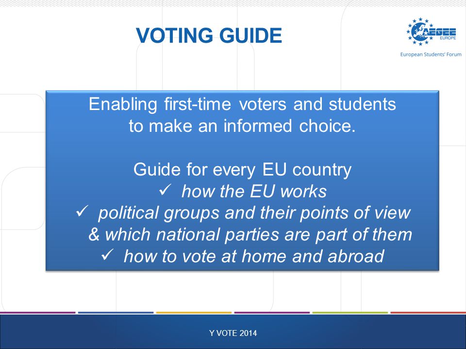 VOTING GUIDE Y VOTE 2014 Enabling first-time voters and students to make an informed choice.