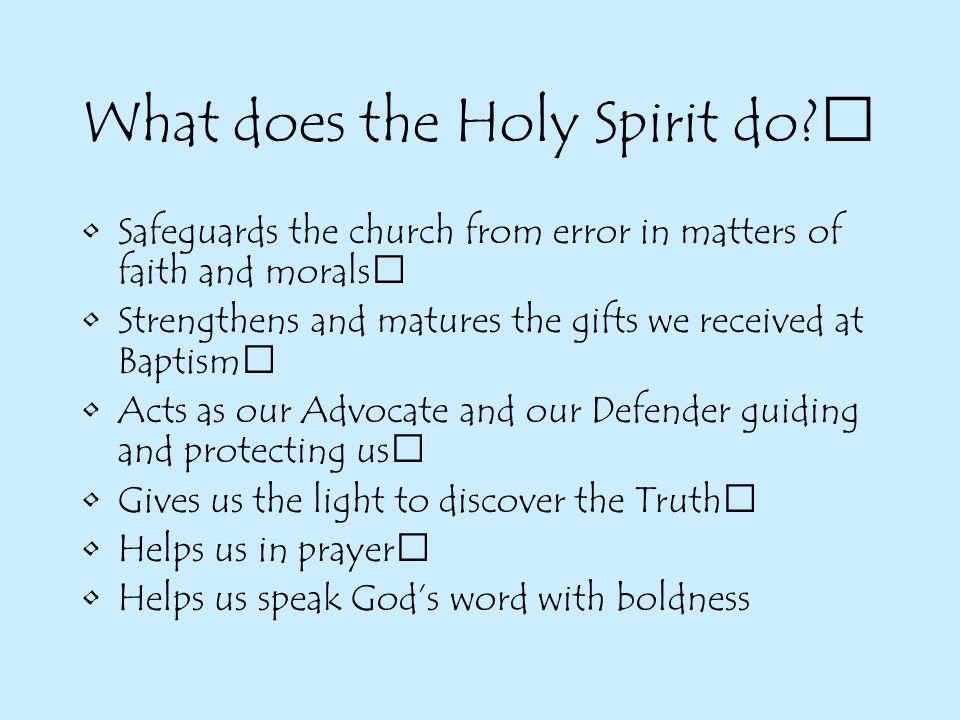 who is the holy spirit In summary, the holy spirit is the third person of the trinity which christians refer to as god he is no more, no less god than the person referred to in the. who is the holy spirit In summary, the holy spirit is the third person of the trinity which christians refer to as god he is no more, no less god than the person referred to in the.