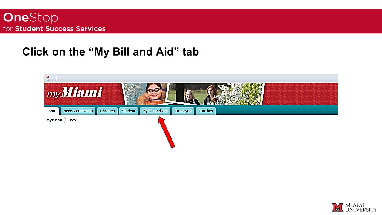 Click on the My Bill and Aid tab