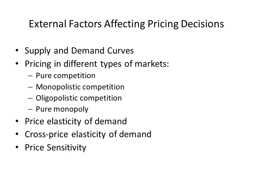 the factors affecting pricing decision Pricing importance of pricing a significant business decision for the next: to achieve company objectives and goals its strong linkage with revenues. the factors affecting pricing decision Pricing importance of pricing a significant business decision for the next: to achieve company objectives and goals its strong linkage with revenues.