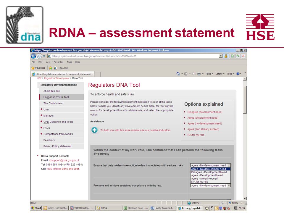 RDNA – assessment statement