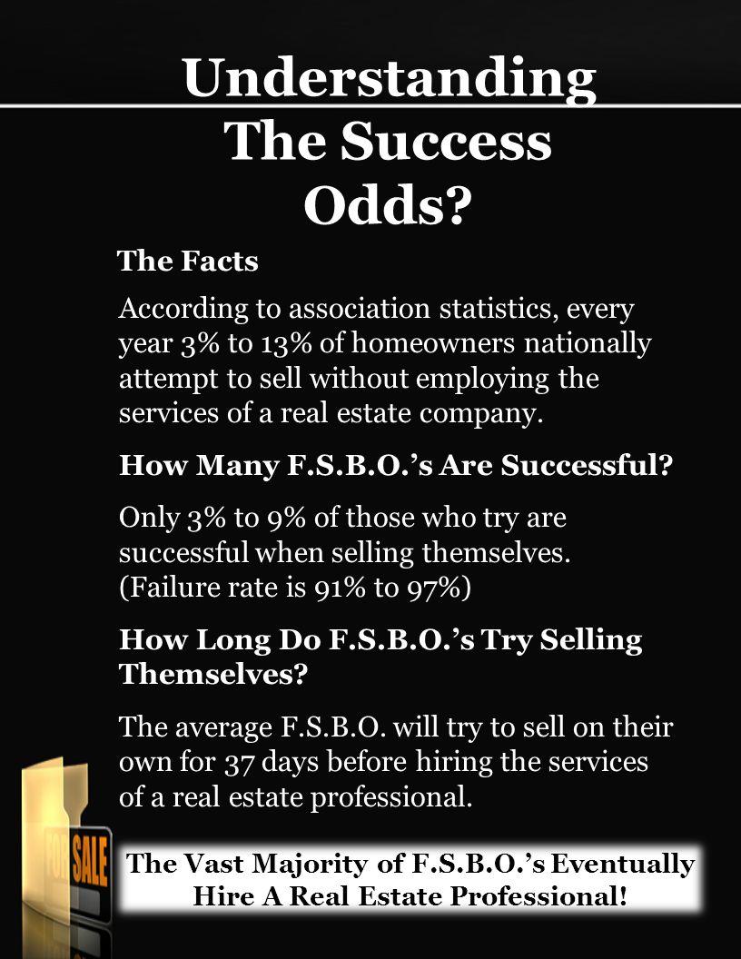 The Vast Majority of F.S.B.O.’s Eventually Hire A Real Estate Professional.