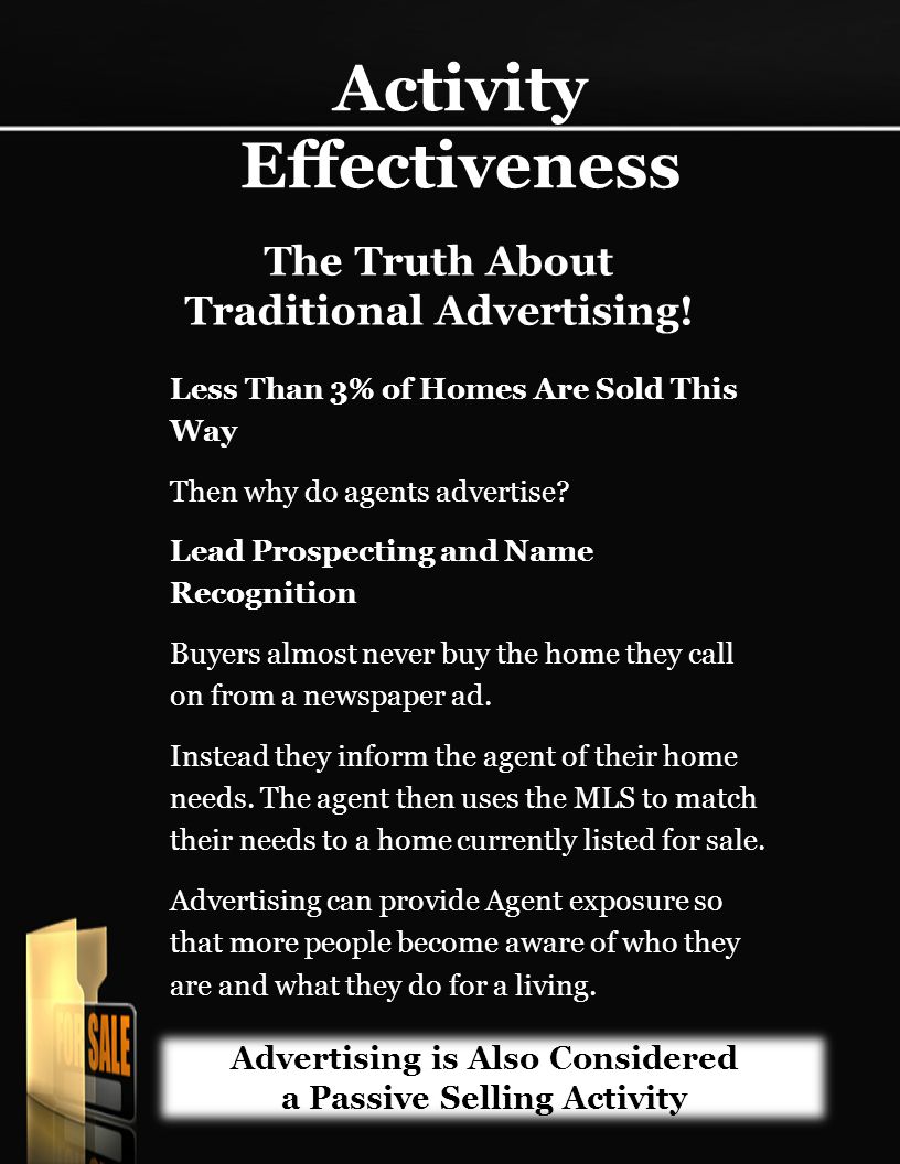 Activity Effectiveness The Truth About Traditional Advertising.