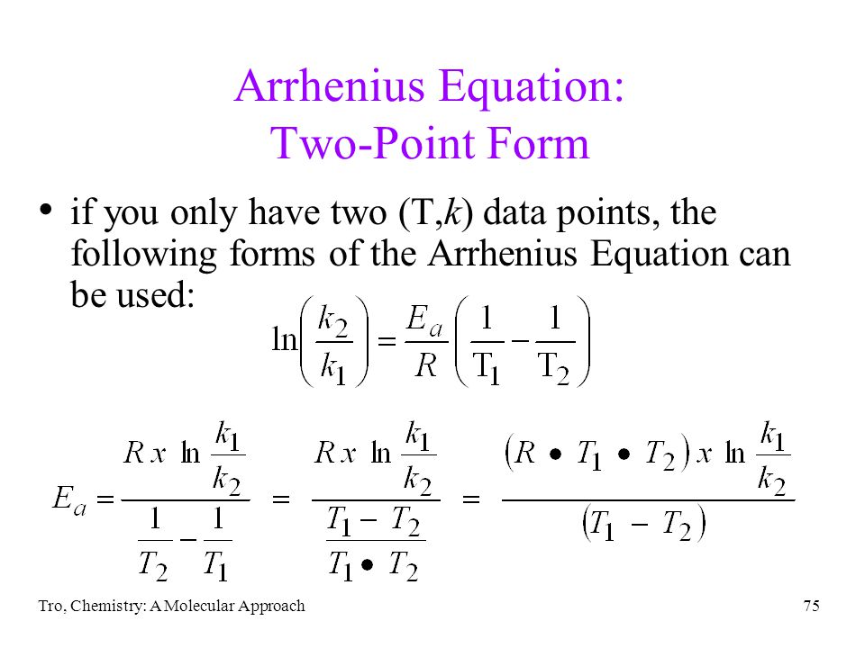 chapter 13 chemical kinetics 2008 prentice hall chemistry a two point form of the arrhenius equation