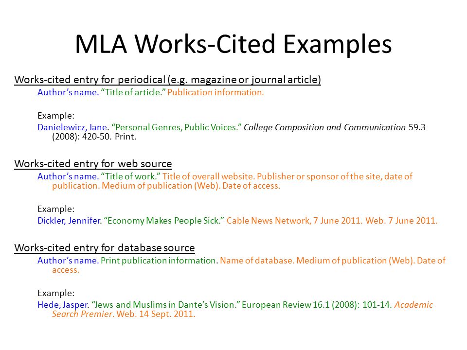 mla work sited