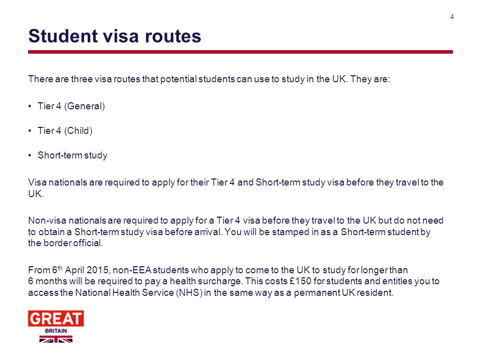 Student visa routes There are three visa routes that potential students can use to study in the UK.