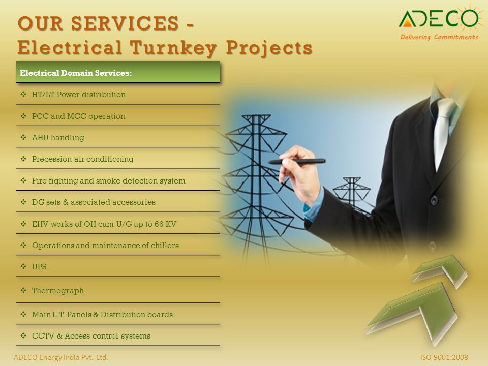 ISO 9001:2008ADECO Energy India Pvt. Ltd. OUR SERVICES - Electrical Turnkey Projects