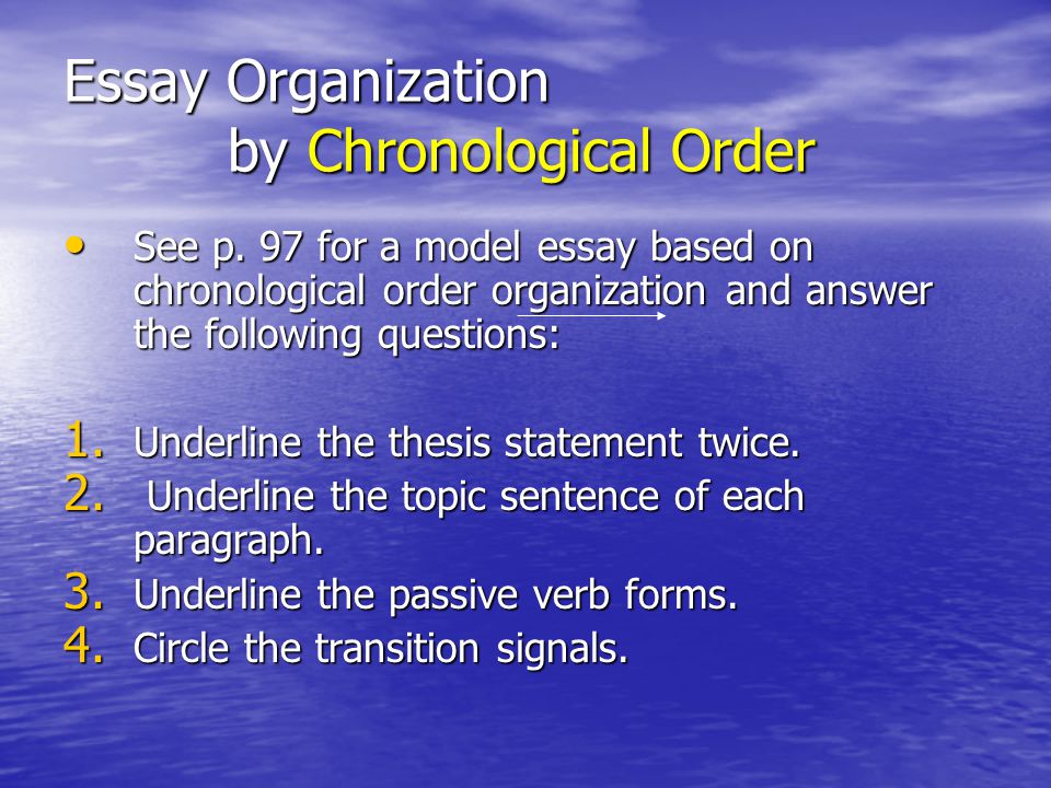 Chapter 5 chronological order process essays