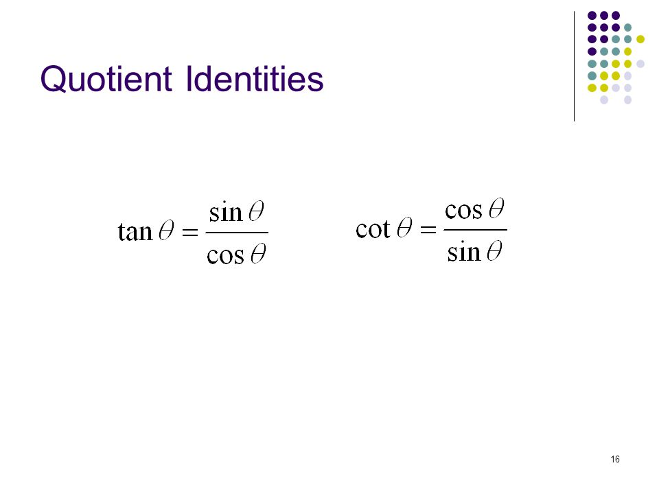 16 Quotient Identities