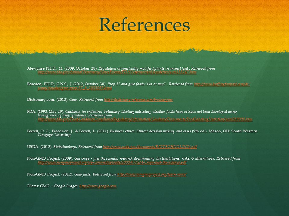 References Alewynse PH.D., M. (2009, October 28).
