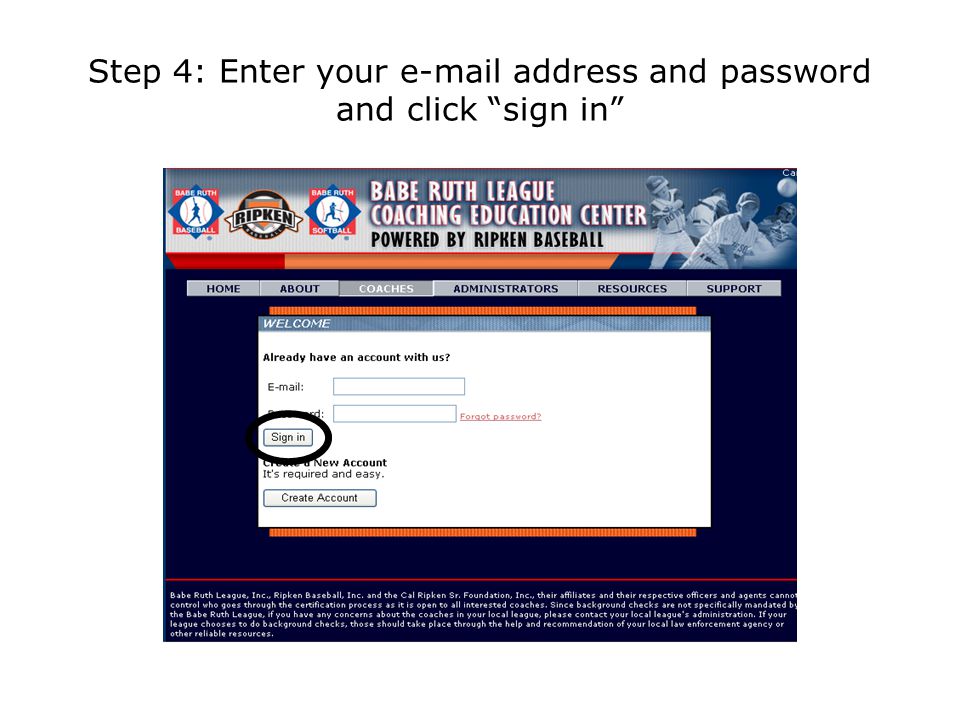 Step 4: Enter your  address and password and click sign in