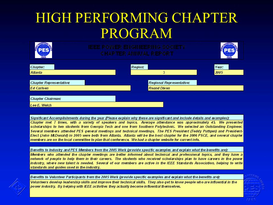 HIGH PERFORMING CHAPTER PROGRAM