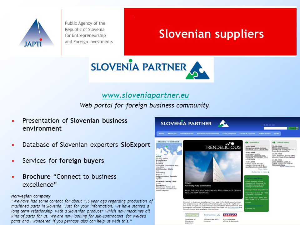 Web portal for foreign business community.