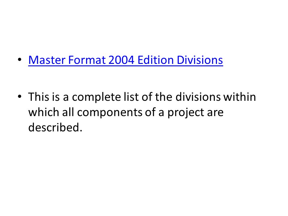 what are construction documents construction documents serve as a master format divisions