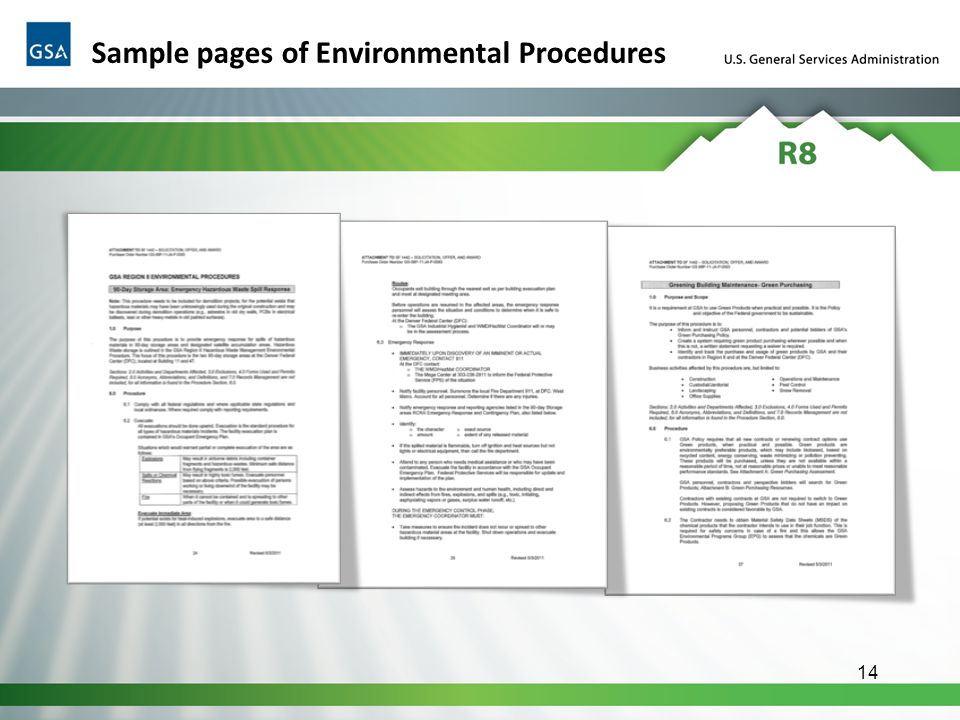 14 Sample pages of Environmental Procedures