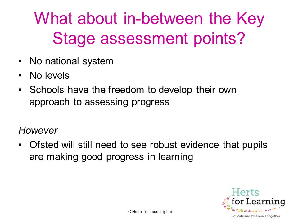 © Herts for Learning Ltd What about in-between the Key Stage assessment points.