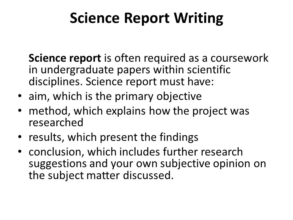 Science report writing