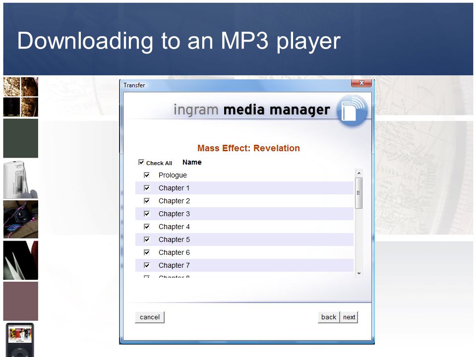 Downloading to an MP3 player