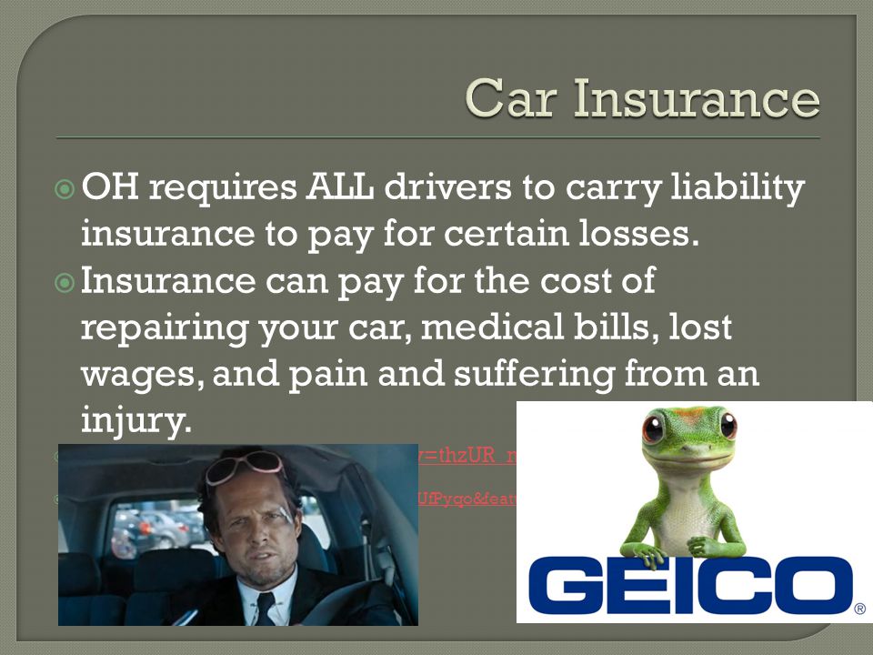  OH requires ALL drivers to carry liability insurance to pay for certain losses.