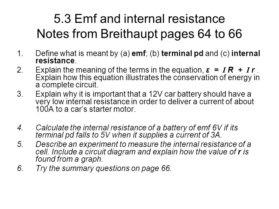 internal resistance and emf battery cell internal resistance and emf battery cell