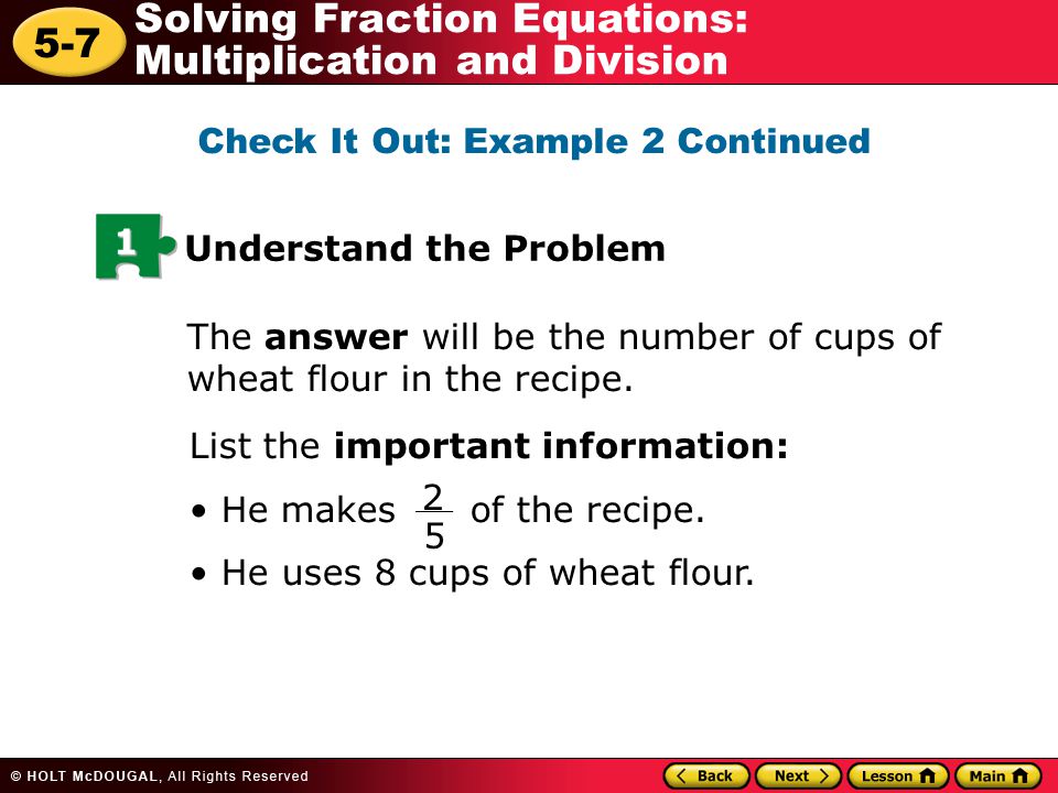 5 7 Solving Fraction Equations Multiplication And Division Learn 5 7 Solving Fraction Equations Multiplication And Division Check It Out Example 2