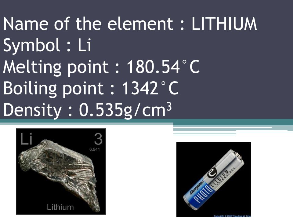 Name of the element : HELIUM Symbol : He Melting point : N/A Boiling point : °C Density : g/l