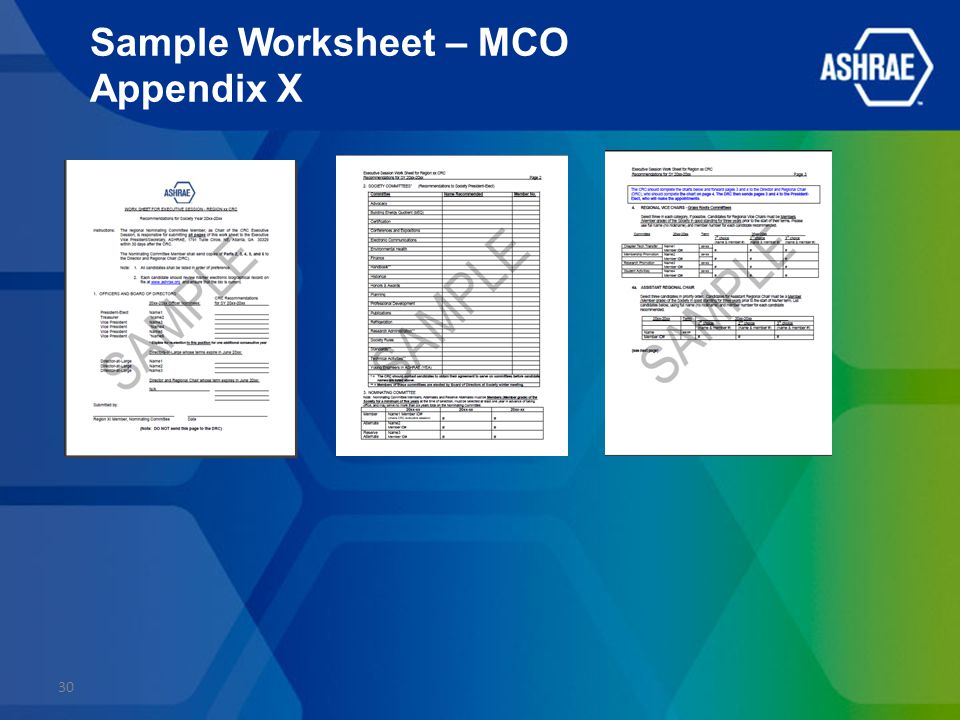 Sample Worksheet – MCO Appendix X 30