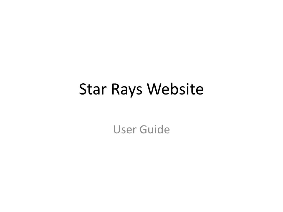 Star Rays Website User Guide