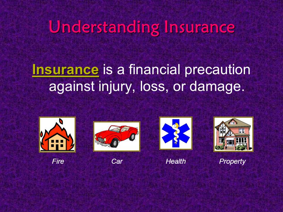 Understanding Insurance Insurance Insurance is a financial precaution against injury, loss, or damage.