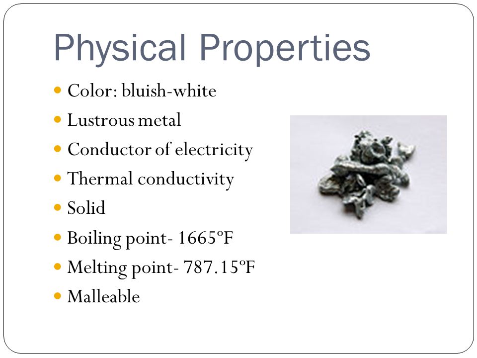 What are the physical properties of zinc?