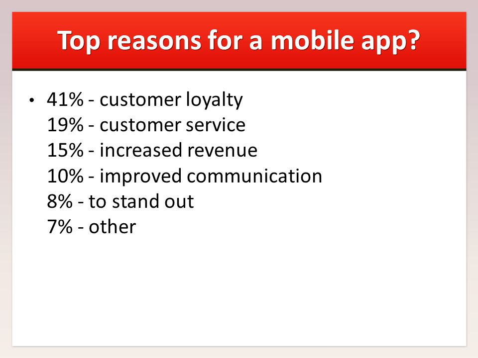 Top reasons for a mobile app.