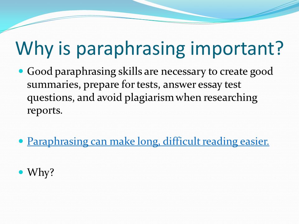 Paraphrasing Essay