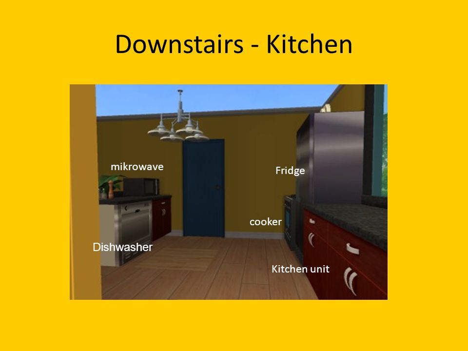 Downstairs - Kitchen Kitchen unit Fridge cooker Dishwasher mikrowave