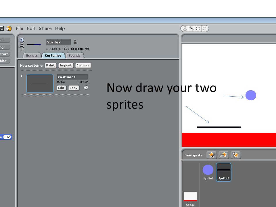 Now draw your two sprites