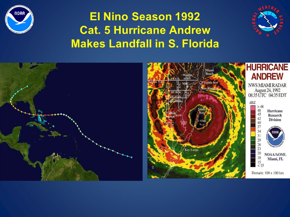 El Nino Season 1992 Cat. 5 Hurricane Andrew Makes Landfall in S. Florida