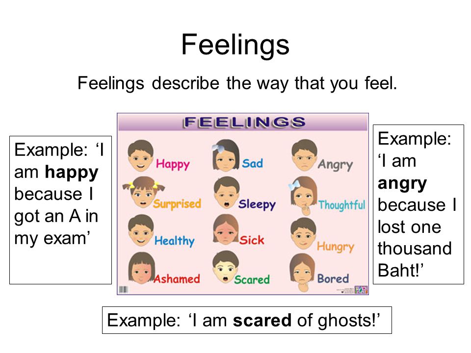 Feelings Feelings describe the way that you feel.