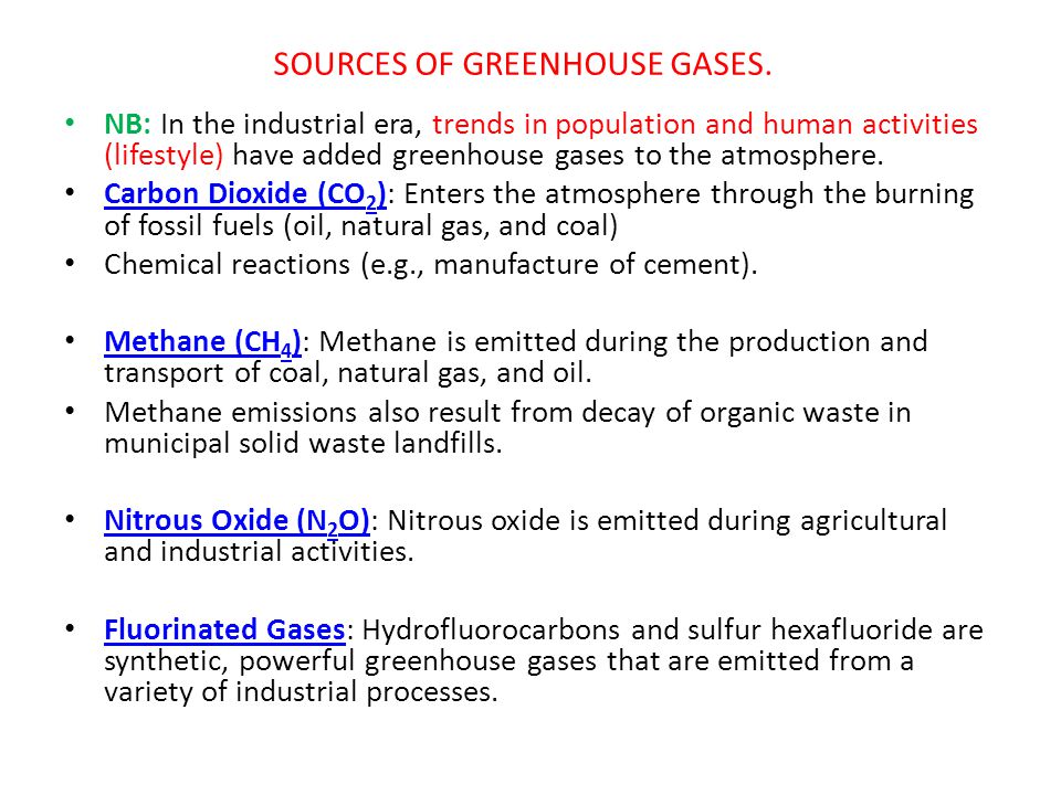 SOURCES OF GREENHOUSE GASES.