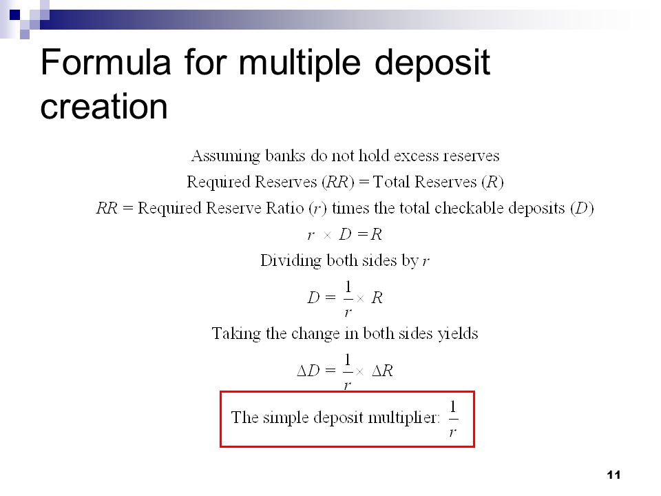 11 Formula for multiple deposit creation