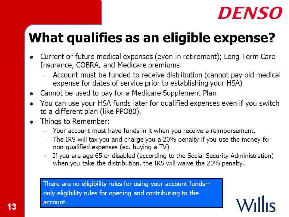 13 What qualifies as an eligible expense.