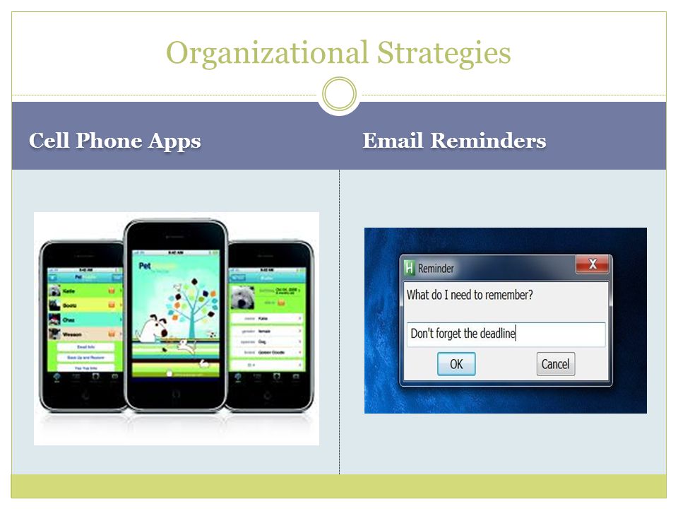Cell Phone Apps  Reminders Organizational Strategies