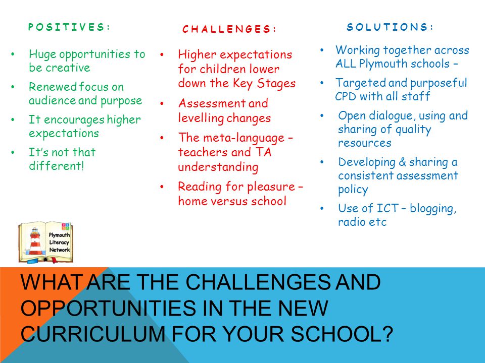 WHAT ARE THE CHALLENGES AND OPPORTUNITIES IN THE NEW CURRICULUM FOR YOUR SCHOOL.