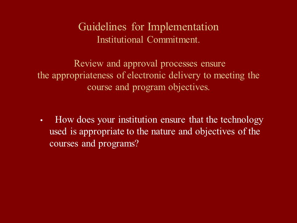 Guidelines for Implementation Institutional Commitment.