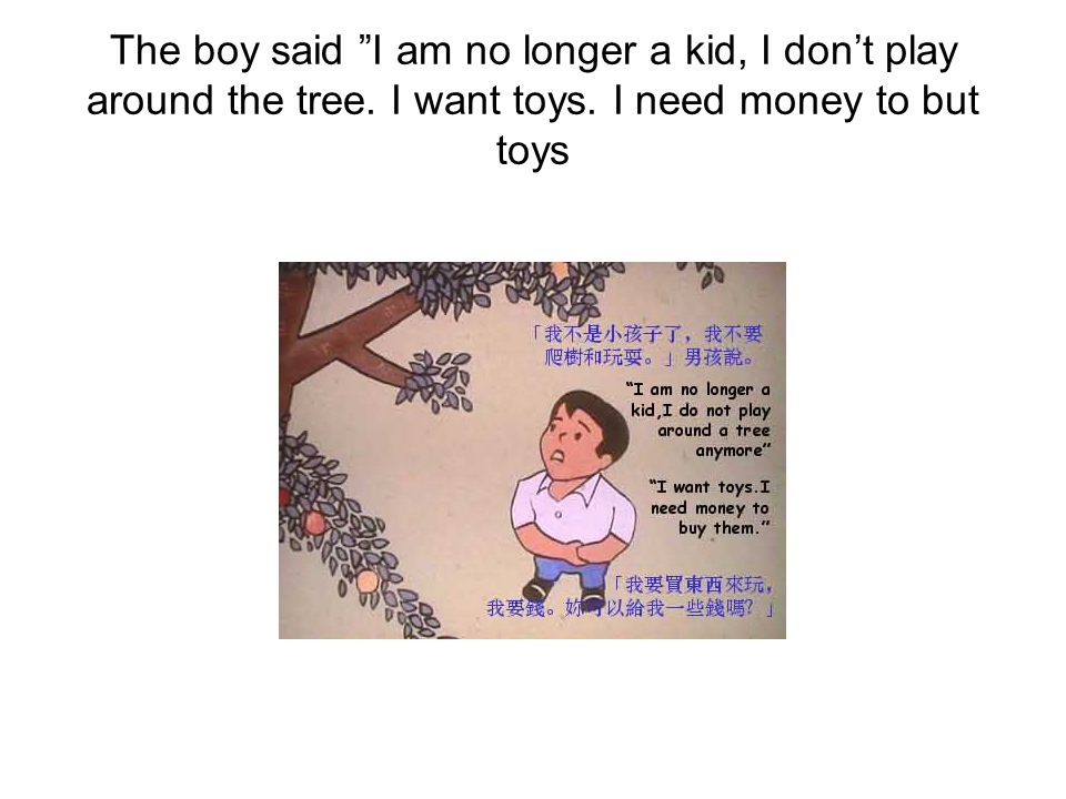 The boy said I am no longer a kid, I don’t play around the tree.