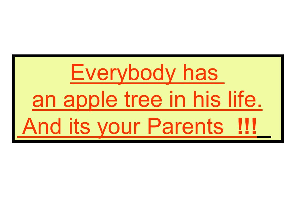 Everybody has an apple tree in his life. And its your Parents !!!