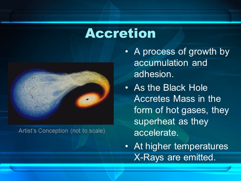 Accretion A process of growth by accumulation and adhesion.